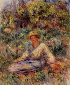 皮埃爾 奧古斯特 雷諾阿 Woman in Blue in a Landscape 皮埃爾 奧古斯特 雷諾阿 Woman in Blue in a Landscape